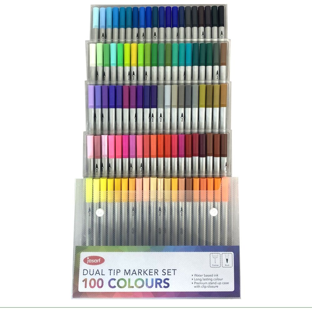Jasart Dual Nib Tip Colour Marker Art/Craft Drawing/Sketch Supplies Set (100 Pieces) — image 2