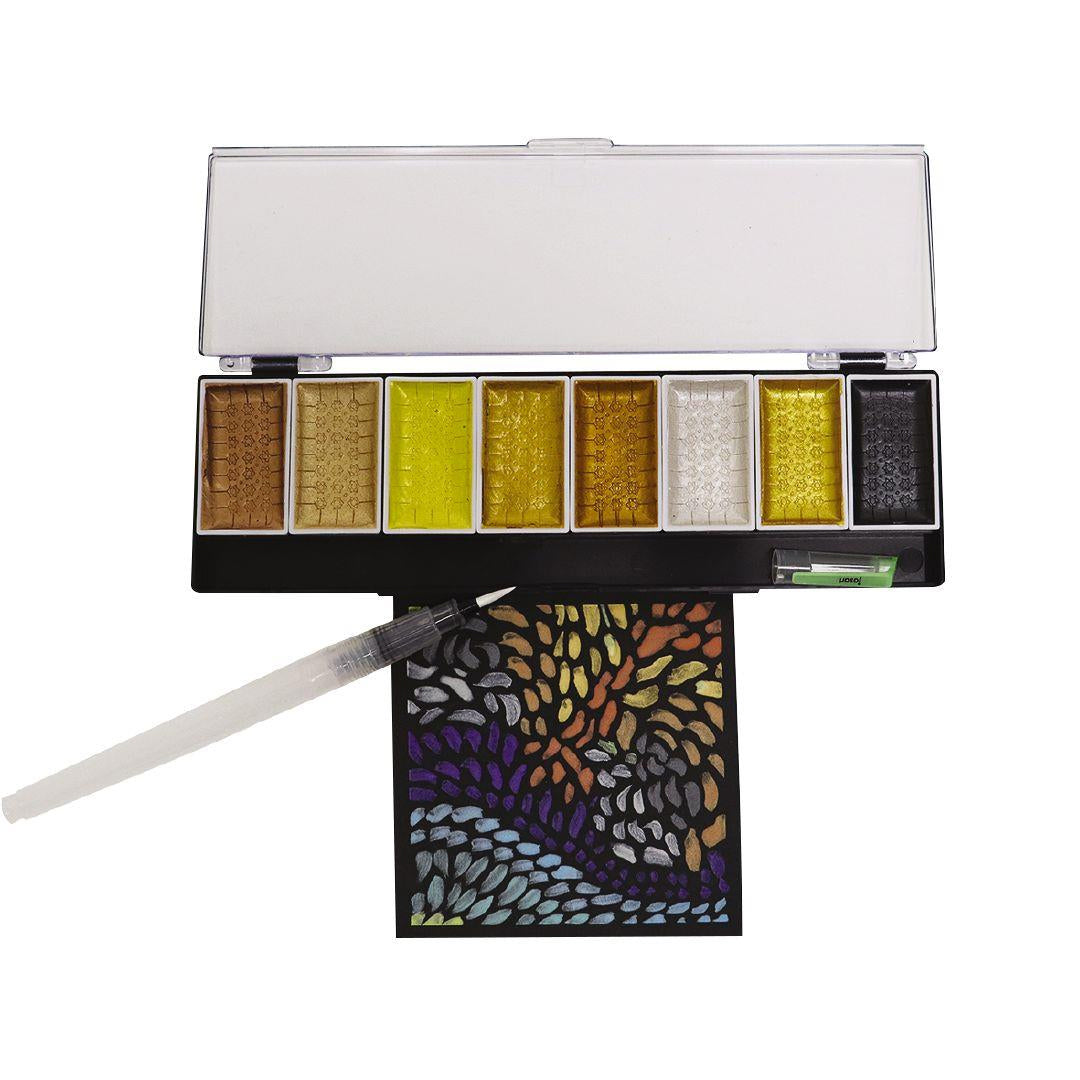 Jasart Voyager Art/Craft 8-Watercolour Painting Set w/ Brush Metallic Ombre — image 2