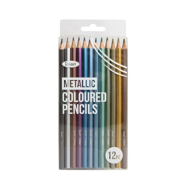Jasart Studio School Artist Art/Craft Colour Pencil Set Non-Toxic Metallic (12 Pieces)