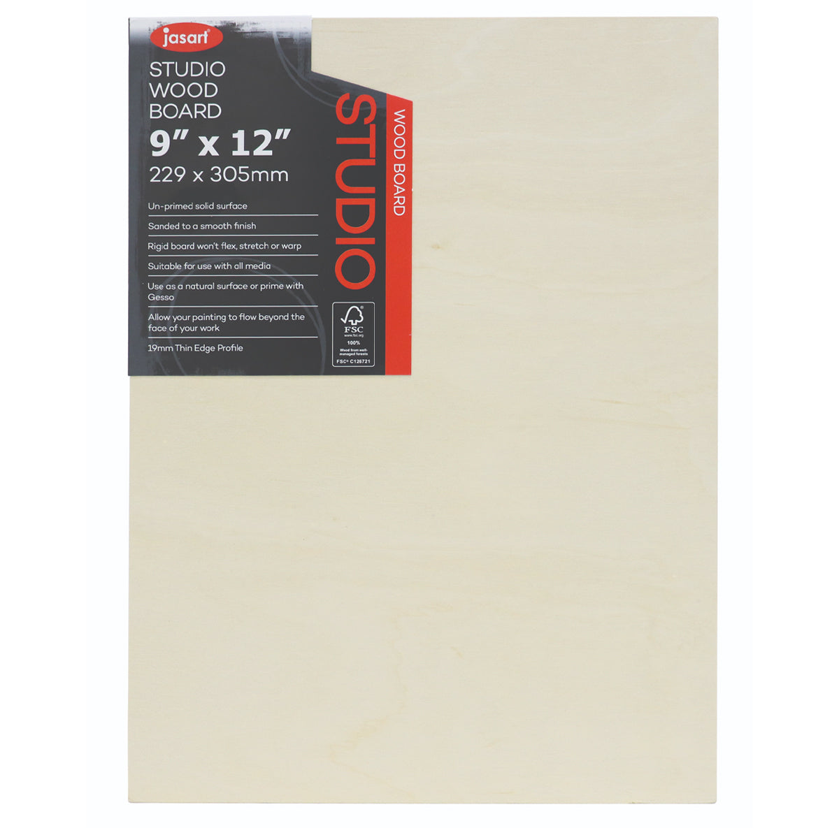 Jasart Studio 3/4" Thin Edge 9x12" Wooden Artist Board Art Painting/Drawing