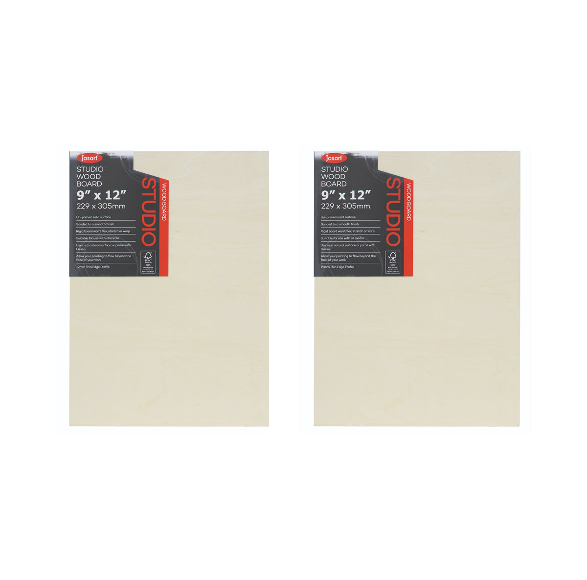 Jasart Studio 3/4" Thin Edge 9x12" Wooden Artist Board Art Painting/Drawing (2 Pack)