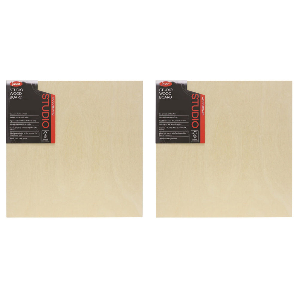 Jasart Studio 3/4" Thin Edge 12x12" Wooden Artist Board Art Painting/Drawing (2 Pack)