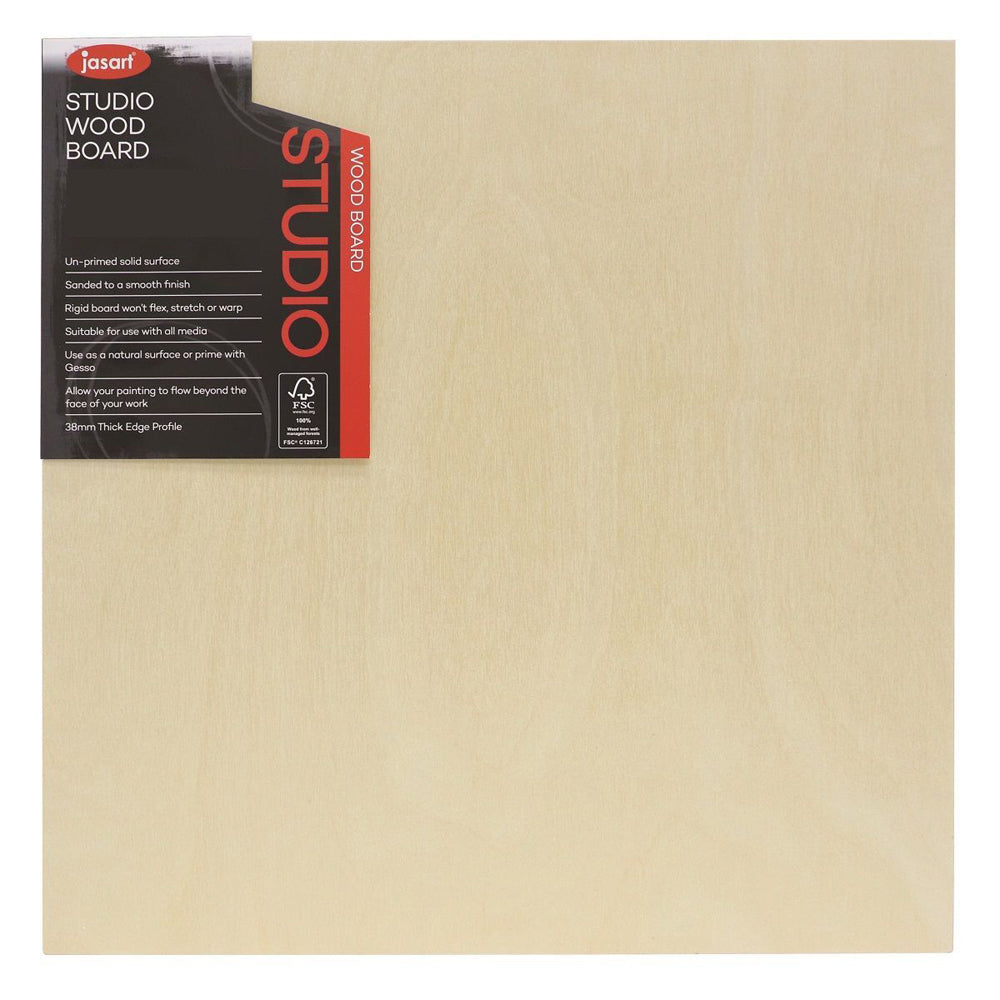 Jasart Studio 1 1/2" Thick Edge 16x16" Wooden Artist Board Art Painting/Drawing