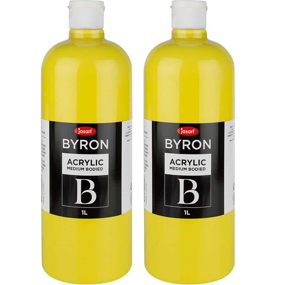 Jasart Byron 1L Acrylic Paint Medium-Bodied Art/Craft Painting Cool YLW (2 Pack)