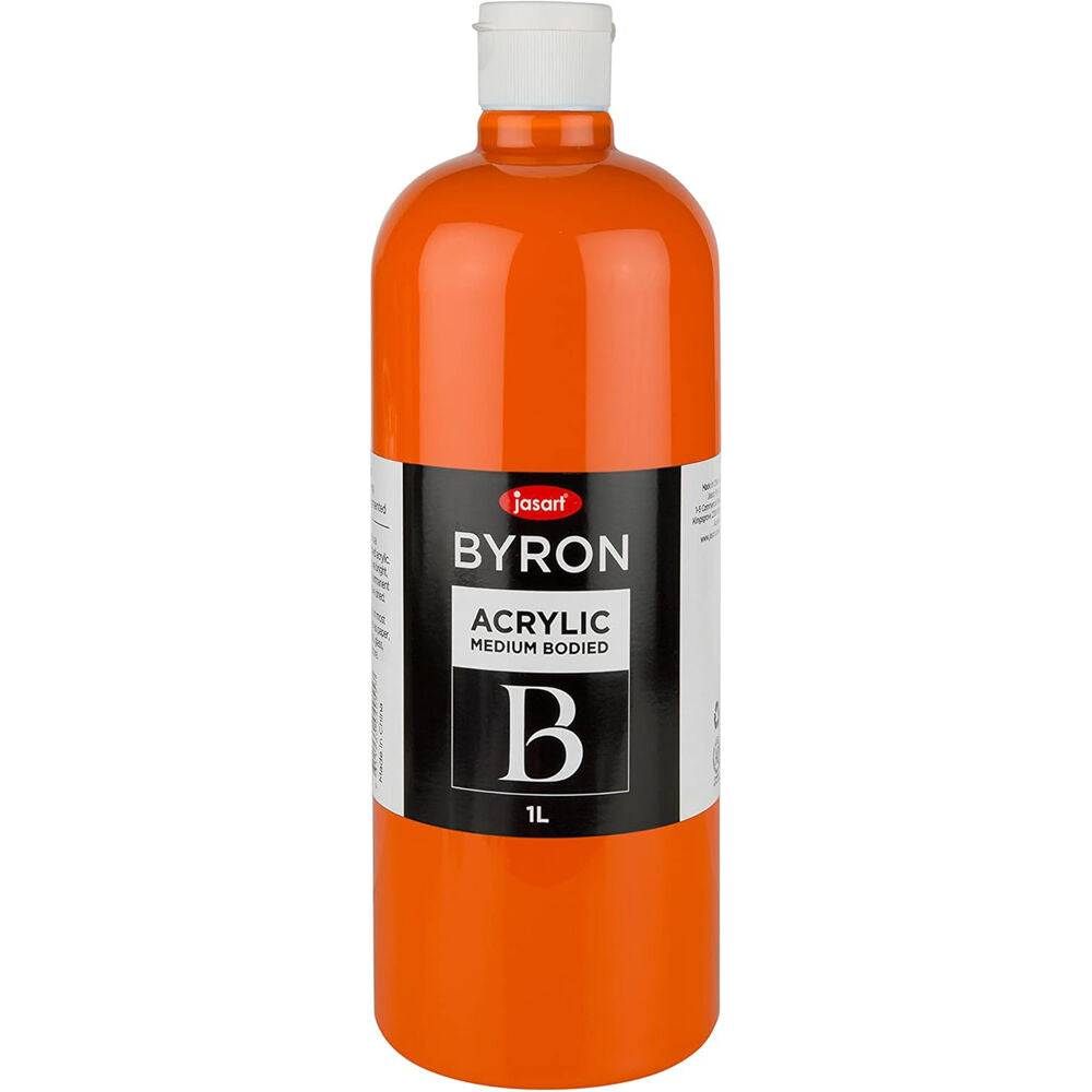 Jasart Byron 1L Acrylic Paint Bottle Medium-Bodied Art/Craft Painting Orange