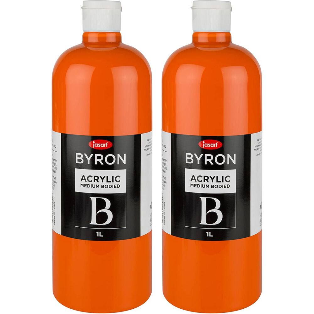 Jasart Byron 1L Acrylic Paint Medium-Bodied Art/Craft Painting Orange (2 Pack)