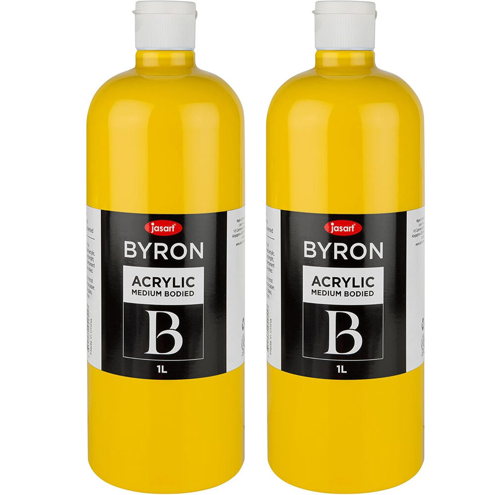 Jasart Byron 1L Acrylic Paint Medium-Bodied Craft Painting Warm Yellow (2 Pack)