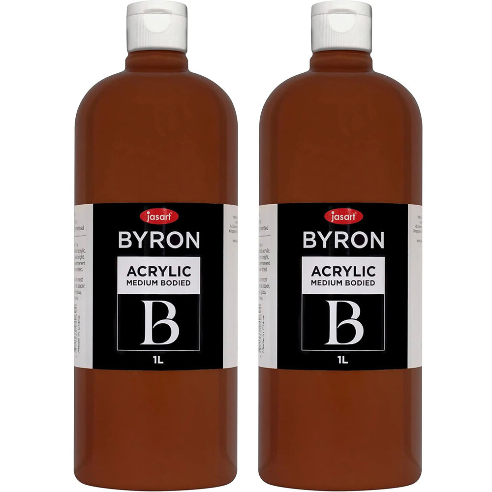 Jasart Byron 1L Acrylic Paint Medium-Bodied Craft Painting Burnt Sienna (2 Pack)