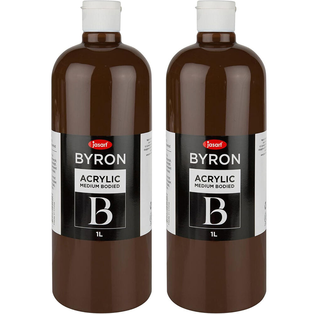 Jasart Byron 1L Acrylic Paint Medium-Bodied Craft Painting Burnt Umber (2 Pack)