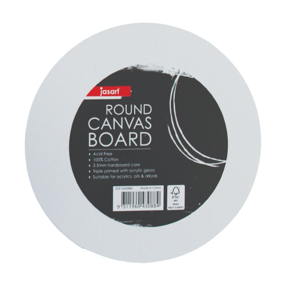 Jasart Studio 12" Round Cotton Painting Canvas Panel 380GSM - White (6 Pack) — image 2