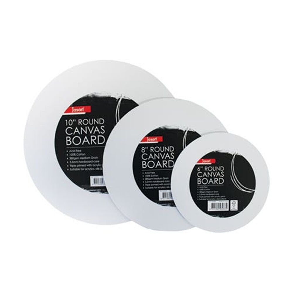 Jasart Studio 12" Round Cotton Painting Canvas Panel 380GSM - White (6 Pack) — image 3