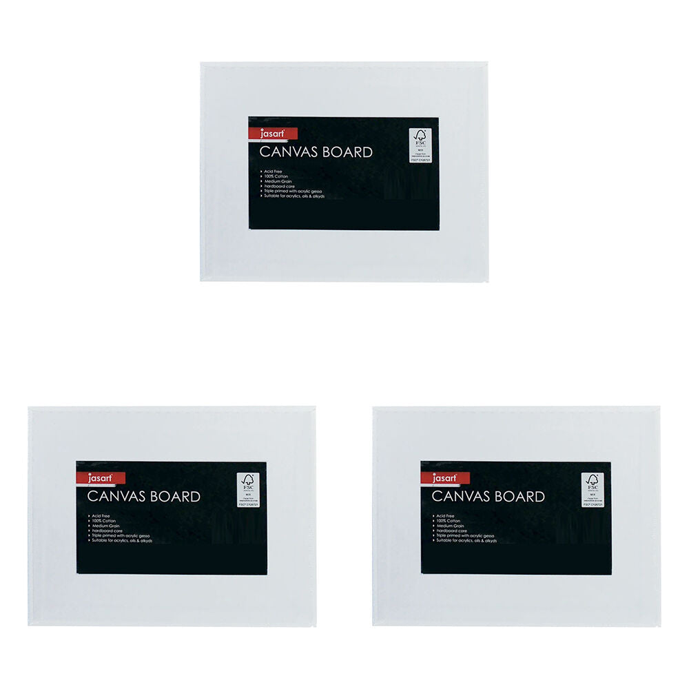 Jasart Studio 12x16" Cotton Painting/Drawing Canvas Board Panel 380GSM White (3 Pack)