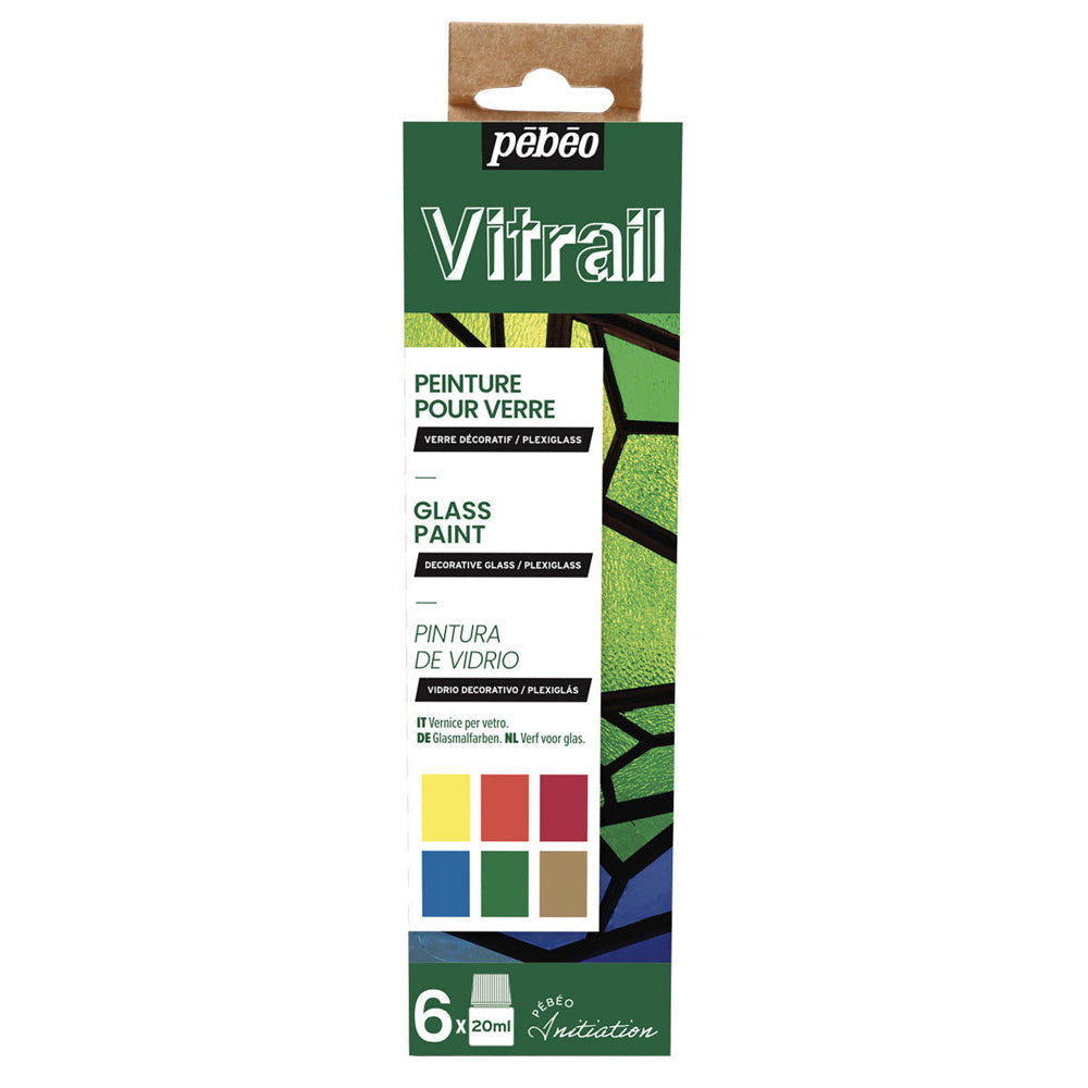 Pebeo Vitrail Glass Paint 20ml Set Creative Art Carft Painting Medium (6 Pieces)