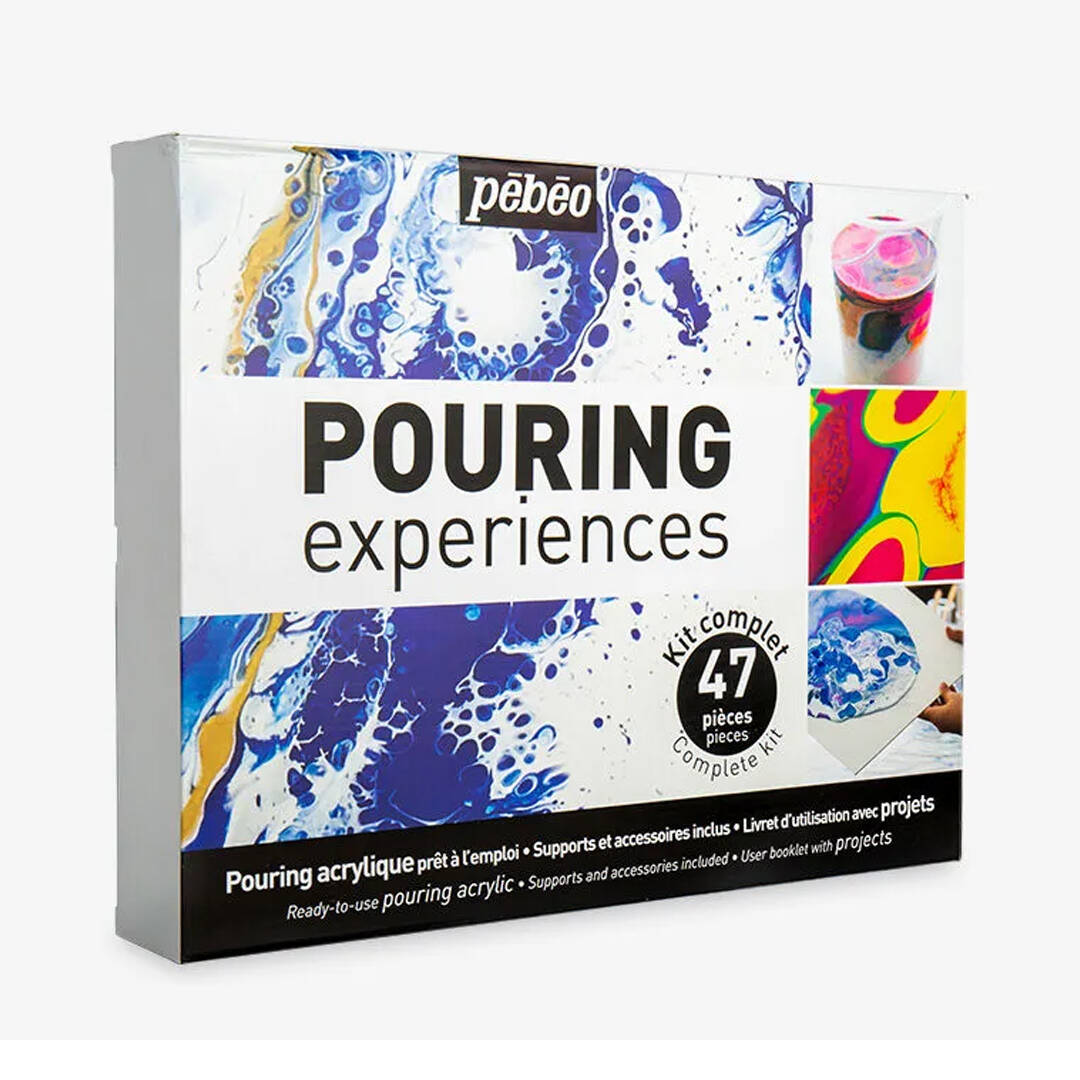 Pebeo Pouring Medium Kit Creative Art Painting Craft Set Liquid Paint (47 Pieces)