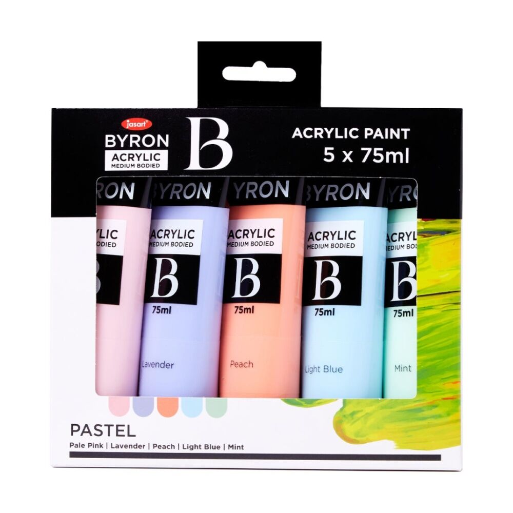 Jasart Byron 75ml Acrylic Paint Tube Set Medium-Bodied Art Painting Pastel (5 Pieces) — image 2