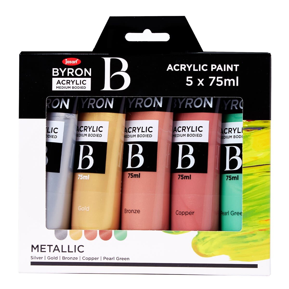 Jasart Byron 75ml Acrylic Paint Tube Set Medium-Bodied Art Painting Metallic (5 Pieces) — image 2