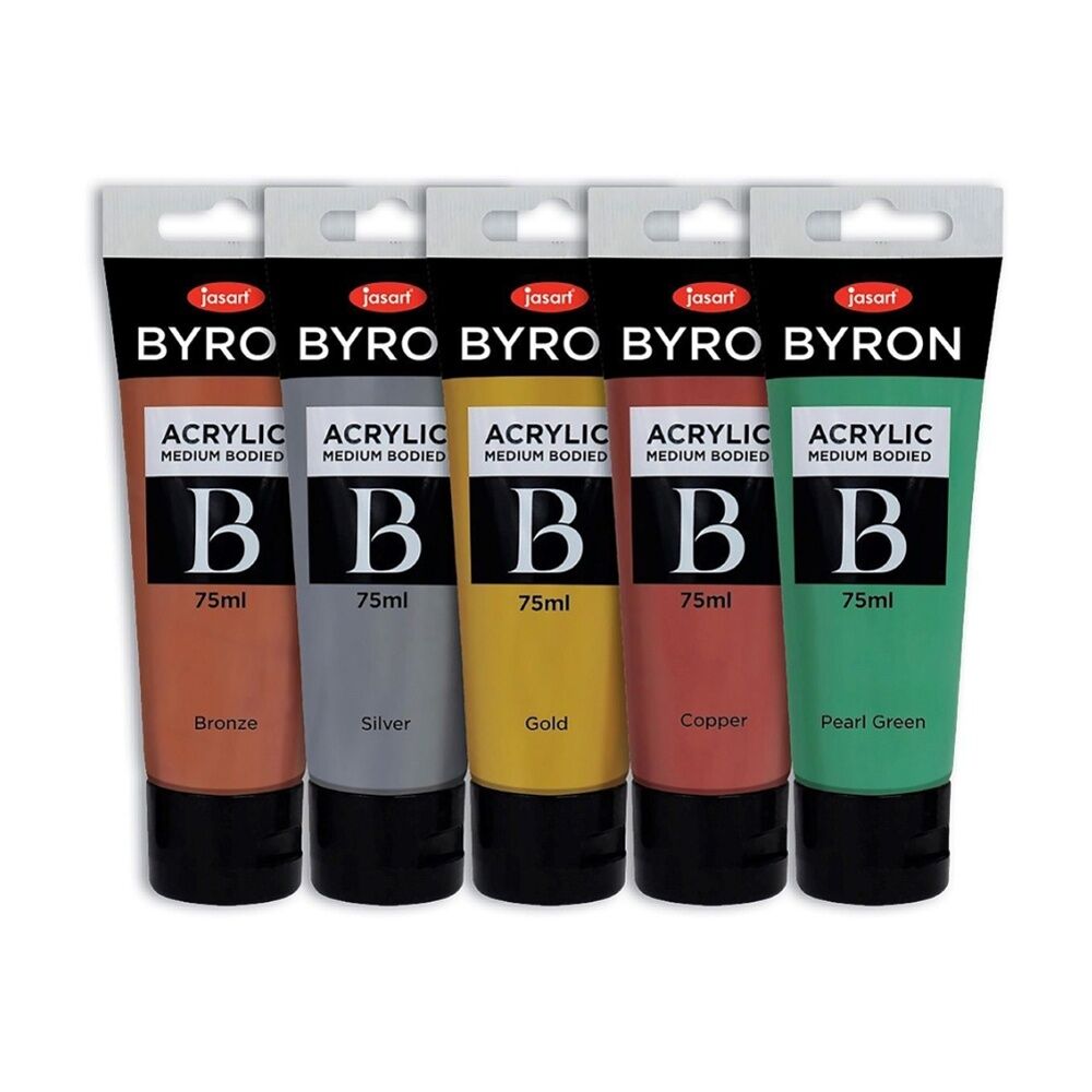 Jasart 5pc Jasart Byron 75ml Acrylic Paint Set Medium-Bodied Art Painting Metallic (3 Pack) — image 2
