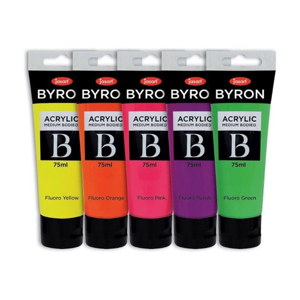 Jasart Byron 75ml Acrylic Paint Tube Set Medium-Bodied Art Painting Fluoro (5 Pieces) — image 2