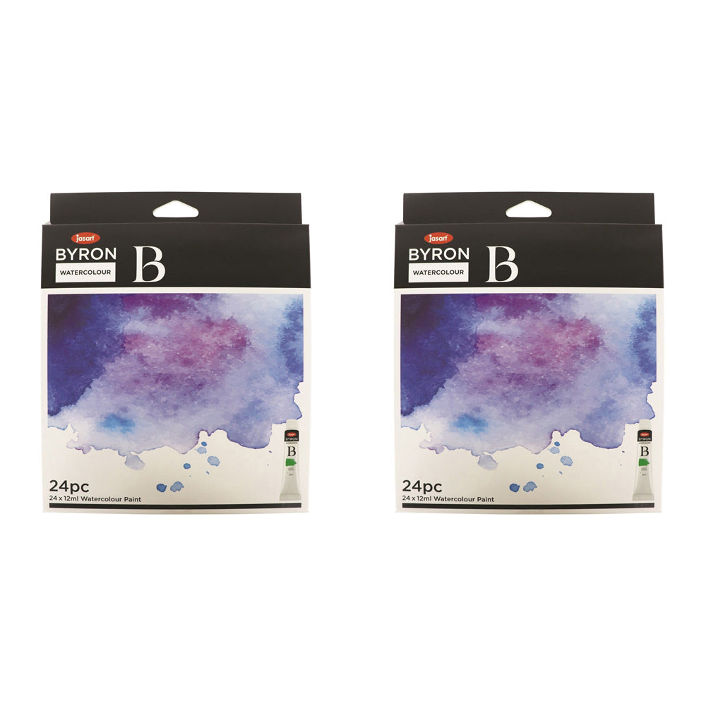 Jasart 24pc Jasart Byron 12ml Watercolour Paint Tube Art/Craft Canvas Painting Set (2 Pack)