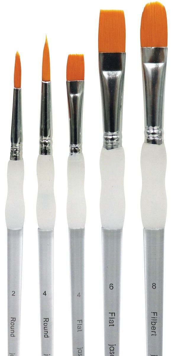 Jasart Soft Grip Acrylic Painting Synthetic Bristles Filbert Brush Set Black (5 Pieces) — image 2