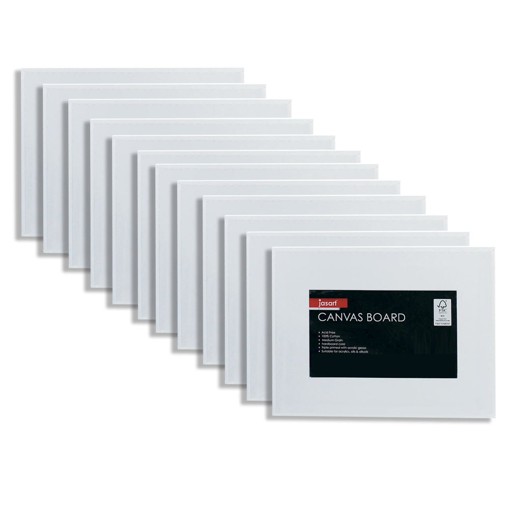 Jasart Academy 6x8" Cotton Canvas Board 280GSM - White (12 Pack)
