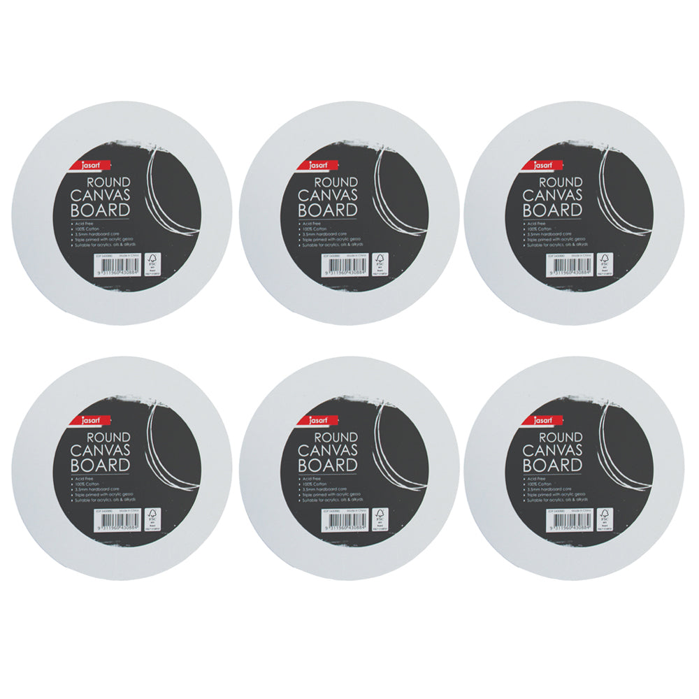Jasart Academy 16" Round Cotton Canvas Board 280GSM - White (6 Pack)