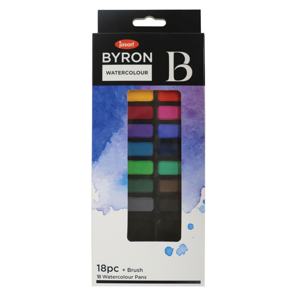 Jasart Byron 18-Colour Pan Watercolour Art/Craft Paint Set w/ Tin/Brush (3 Pack) — image 2