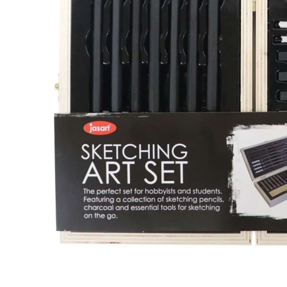 Jasart Pencil/Charcoal Sketching Drawing Art/Craft Set w/ Wooden Travel Box (22 Pieces) — image 3