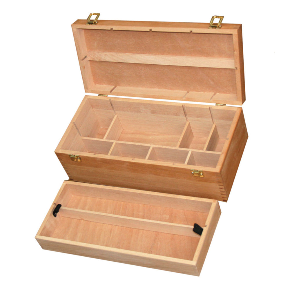 Jasart Artist 2-Tier 40.5x21cm Wooden Storage Organiser Paint Box w/ Handle