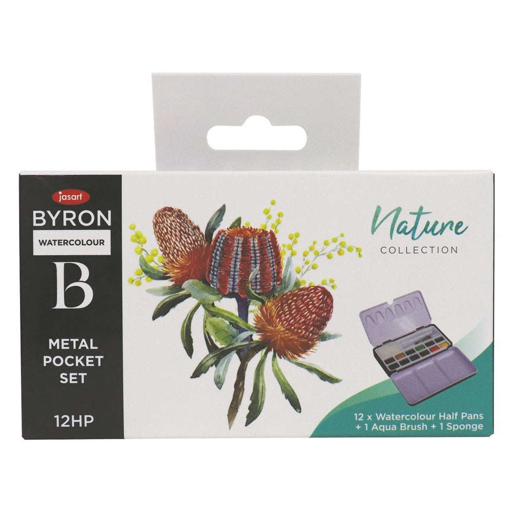 Jasart Byron 12-Colour Pocket Watercolour Craft Painting w/ Brush Set Nature (2 Pack)