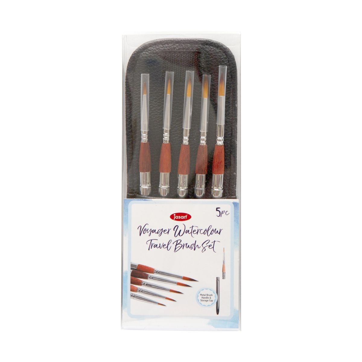 Jasart Watercolour Brush Set w/ Pocket Travel Case - Black (5 Pieces) — image 2