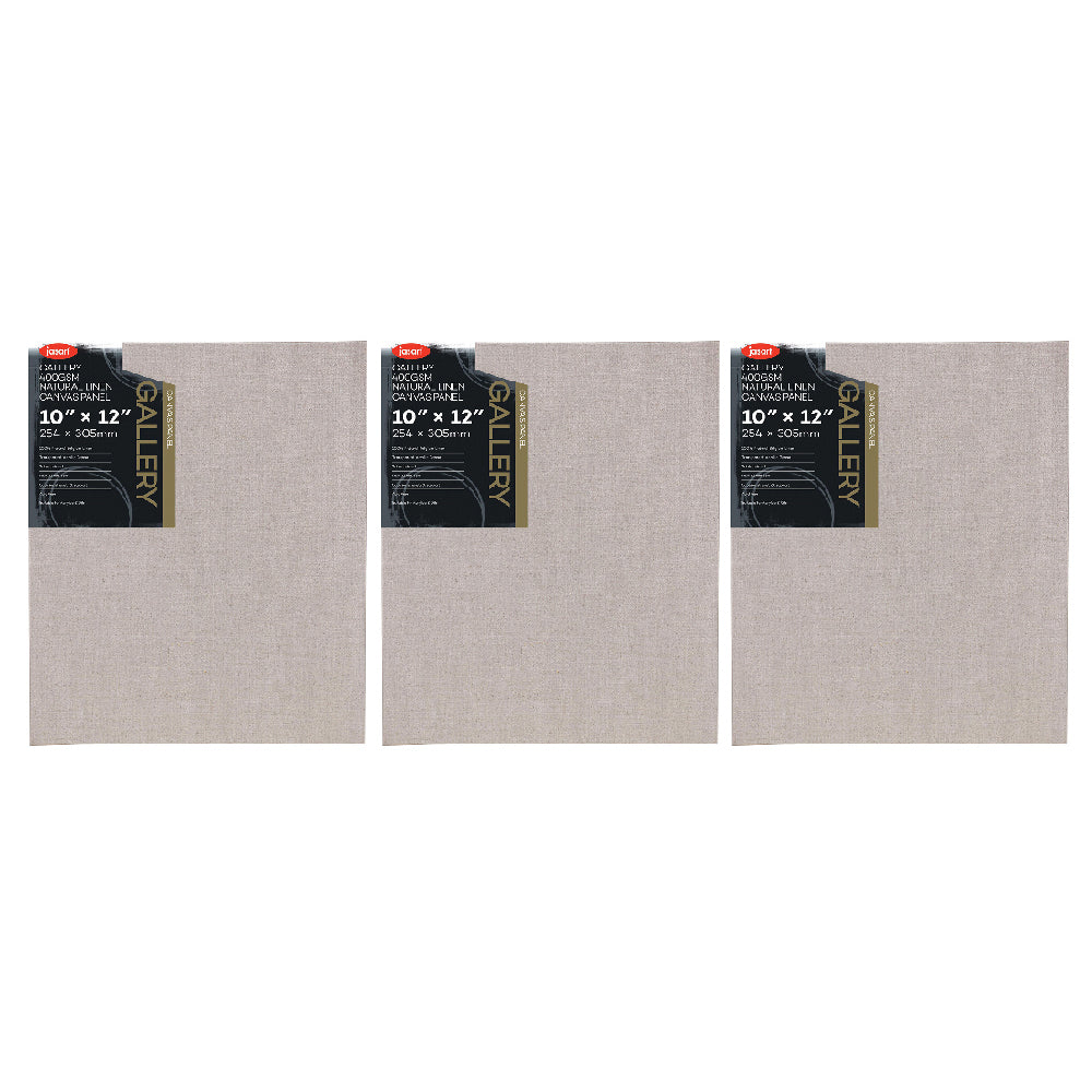 Jasart Gallery 10x12" Natural Linen Canvas Board Panel 400GSM (3 Pack)