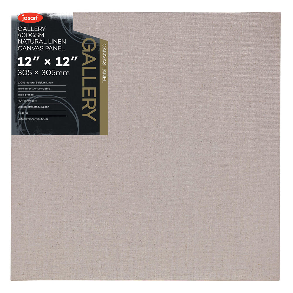 Jasart Gallery 12x12" Natural Linen Painting Canvas Stretched Board Panel 400GSM