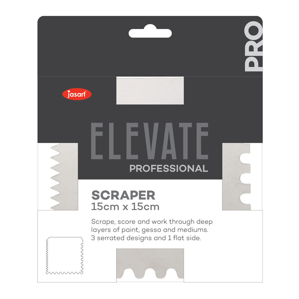 Jasart Elevate Professional Art/Craft Painting Scraper Serrated/Flat XL 10x15cm