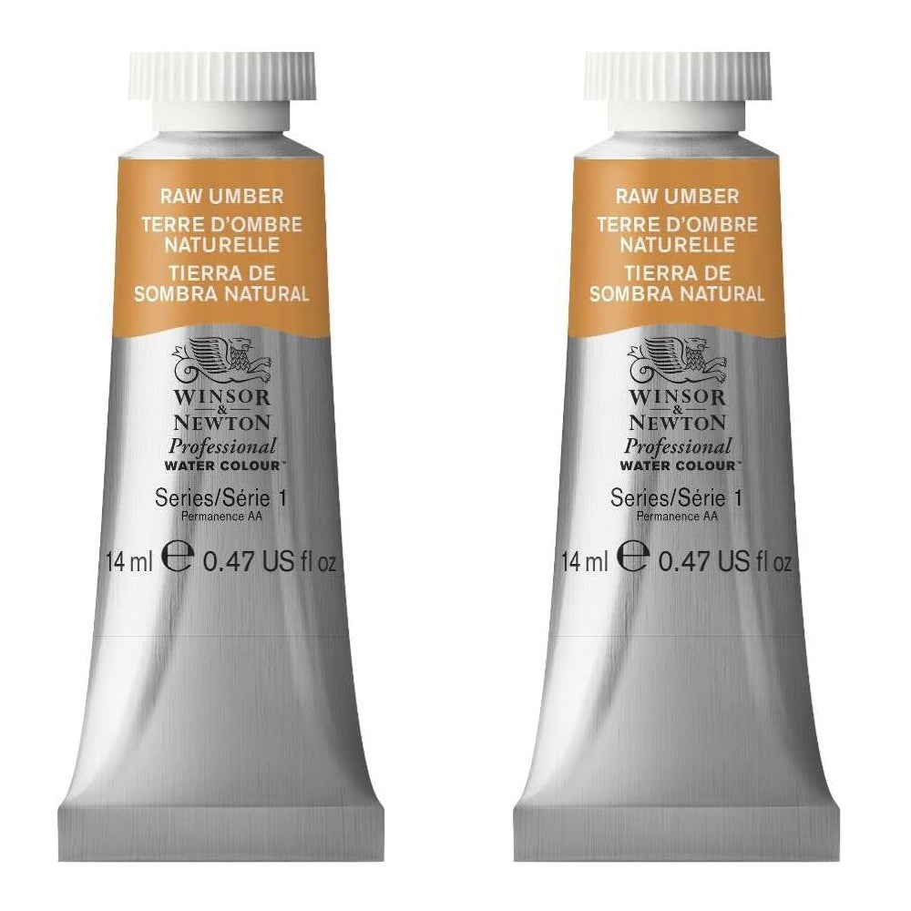Winsor and Newton 14ml Professional Watercolour Artist Paint Raw Umber S1 (2 Pack)