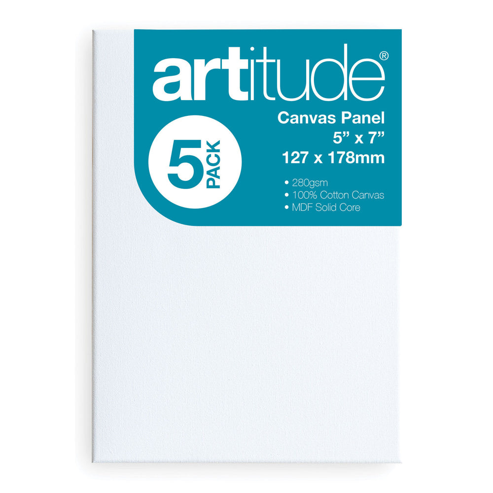 Artitude Cotton 5x7'' Canvas Panel Art/Craft 280gsm Oil/Acrylic Painting (5 Pieces)