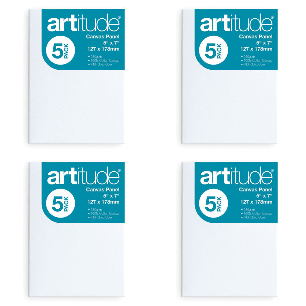 Artitude 5pc Artitude Cotton 5x7'' Canvas Panel Art/Craft 280gsm Oil/Acrylic Painting (4 Pack)