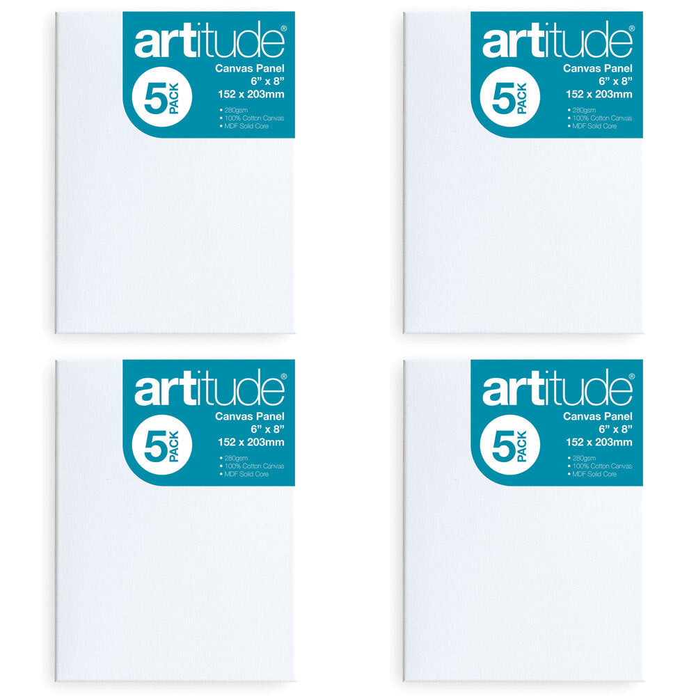 Artitude 5pc Artitude Cotton 6x8'' Canvas Panel Art/Craft 280gsm Oil/Acrylic Painting (4 Pack)