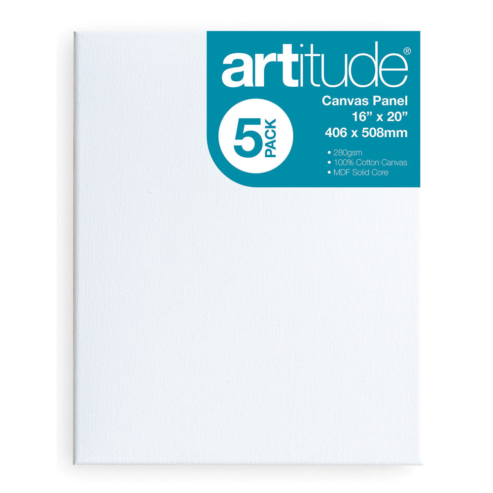 Artitude Cotton 16x20'' Canvas Panel Art/Craft 280gsm Oil/Acrylic Painting (5 Pieces)