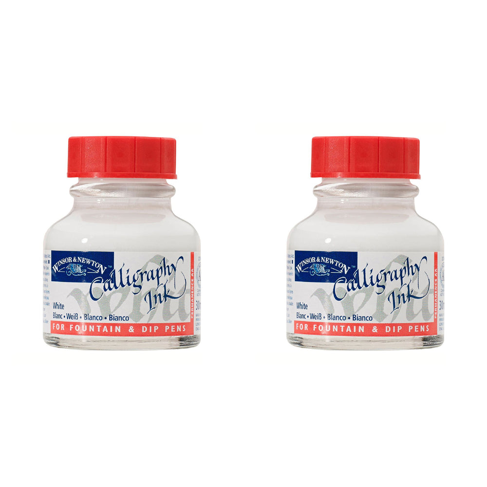 Winsor & Newton 30ml Calligraphy Ink Bottle Art Painting/Writing Matt White (2 Pack)