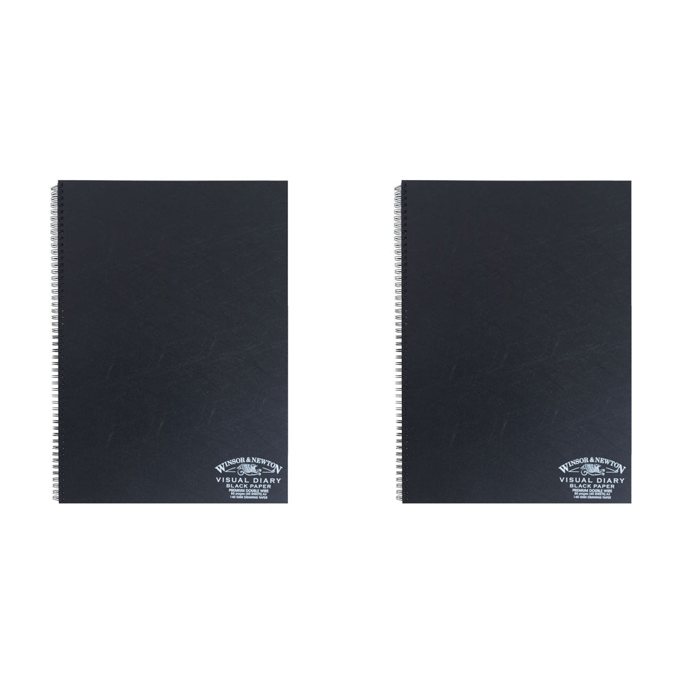 Winsor and Newton Wire Bound Visual Diary 40 Sheets 140gsm A3 Black Paper (2 Pack)