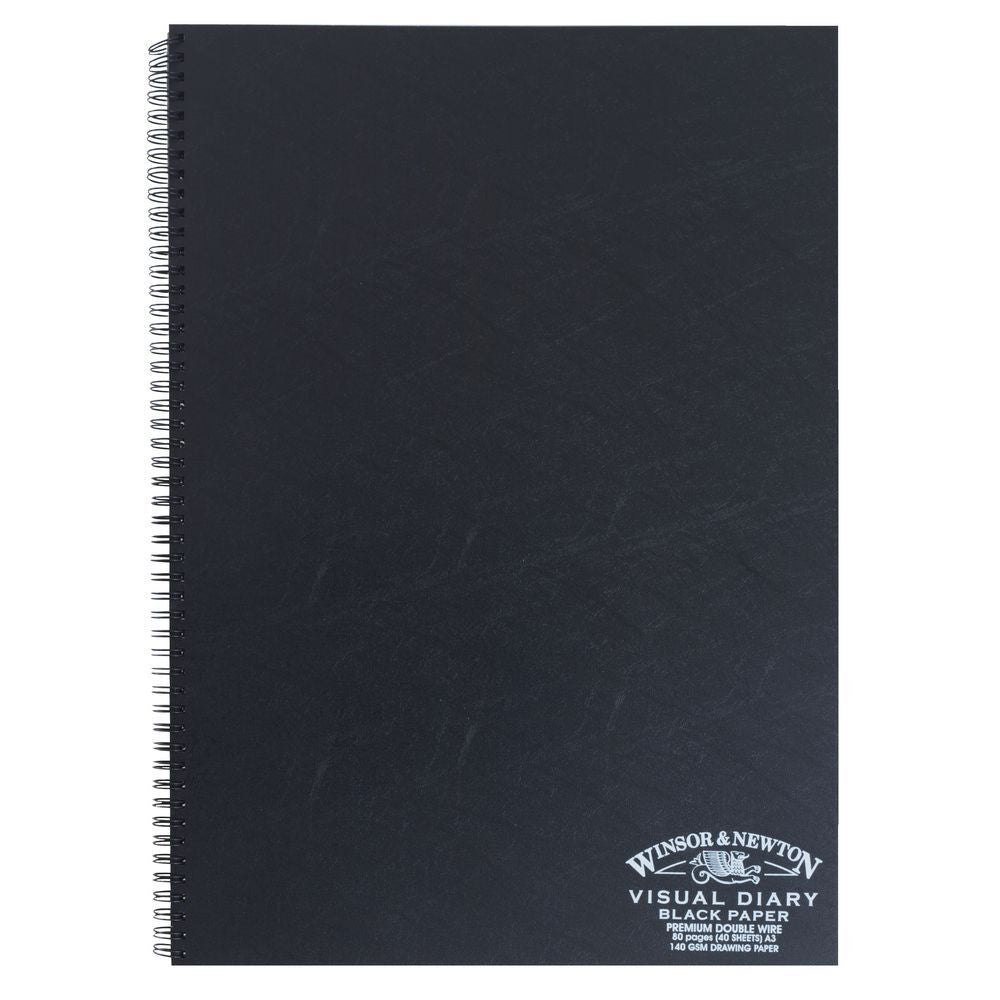 Winsor and Newton Wire Bound Visual Diary 40 Sheets 140gsm A3 Black Paper (2 Pack) — image 2
