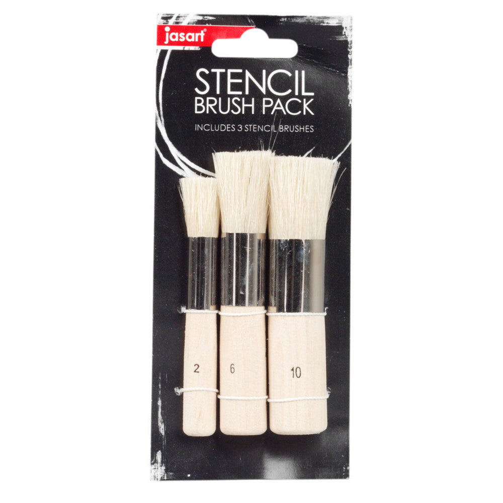 Jasart 3pc Jasart Stencil Hog Bristle Sizes 2/6/10 Short/Stubby Craft Painting Brush (2 Pack) — image 2