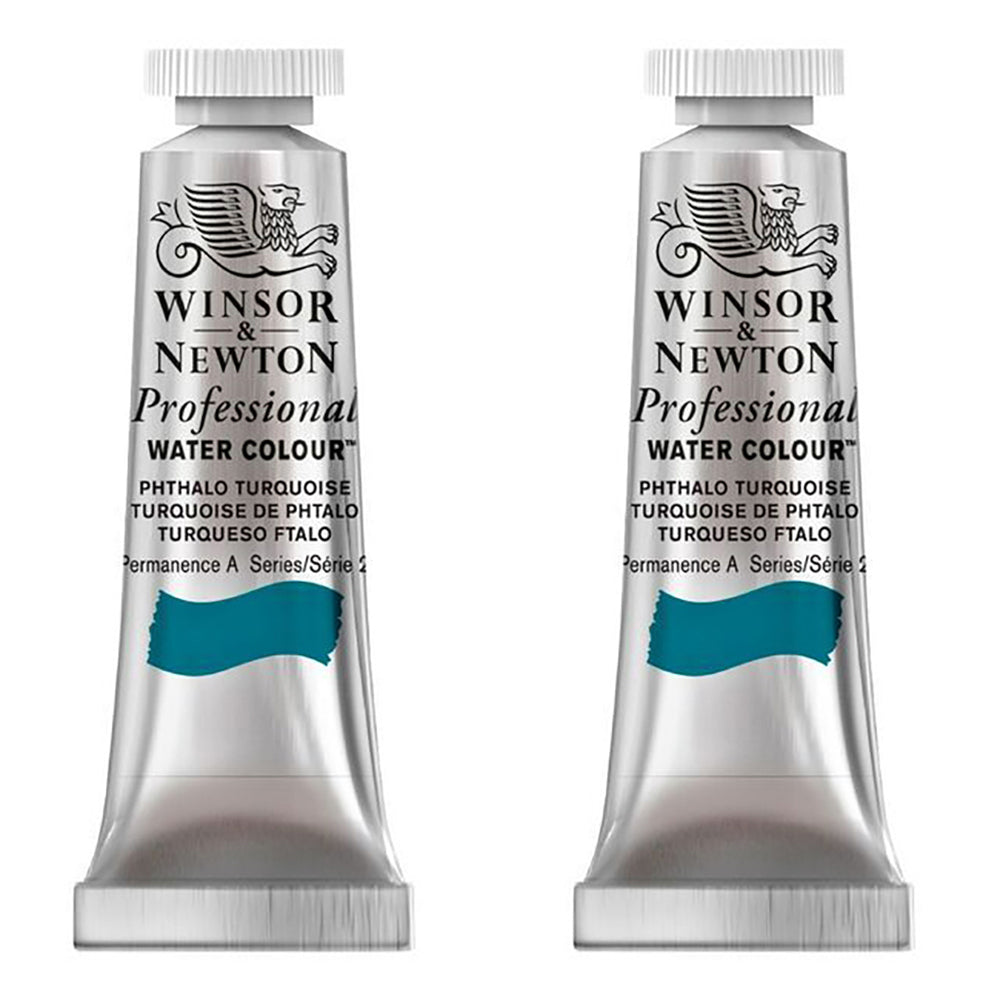 Winsor and Newton 14ml Professional Watercolour Paint Phthalo Turquoise S2 (2 Pack)