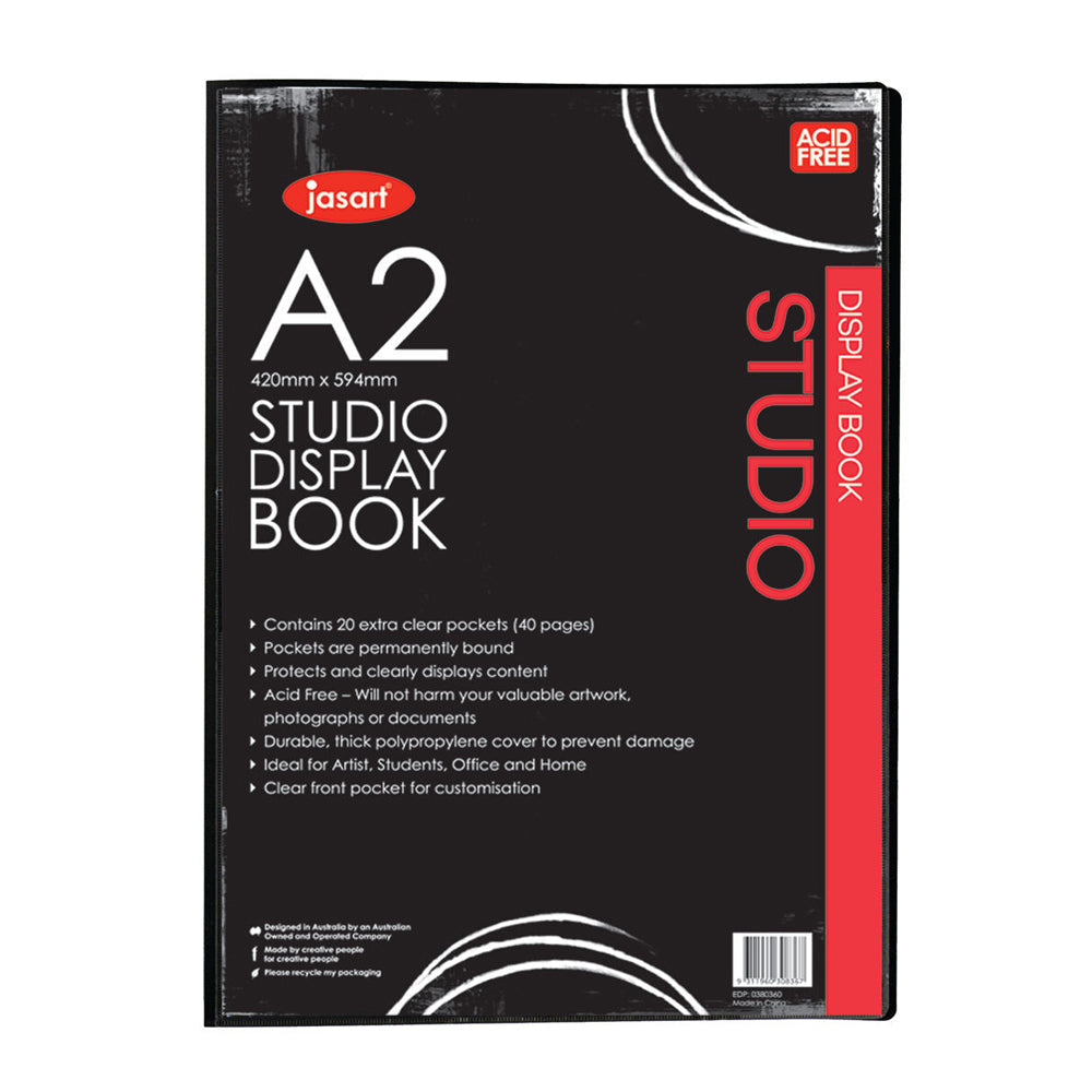 Jasart A2 Studio Display Book School Artworks Protector/Organiser 20 Pockets