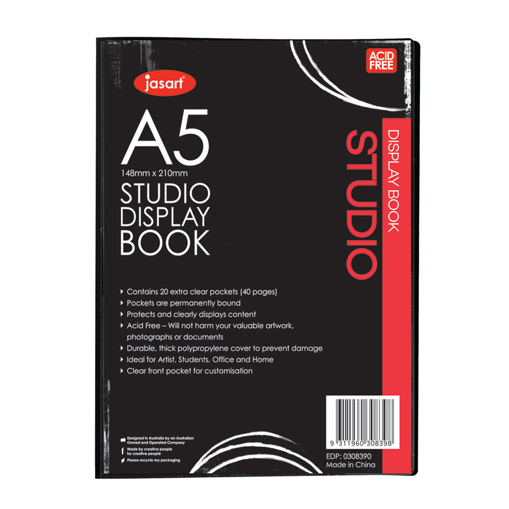 Jasart A5 Studio Display Book School Artworks Protector/Organiser 20 Pockets