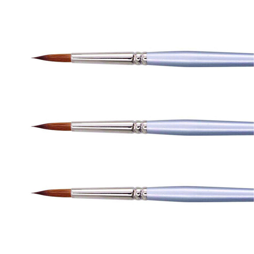 Jasart Round Size 0 Paint Brush Needle-Fine Point Oil/Watercolour Red Sable (3 Pack)