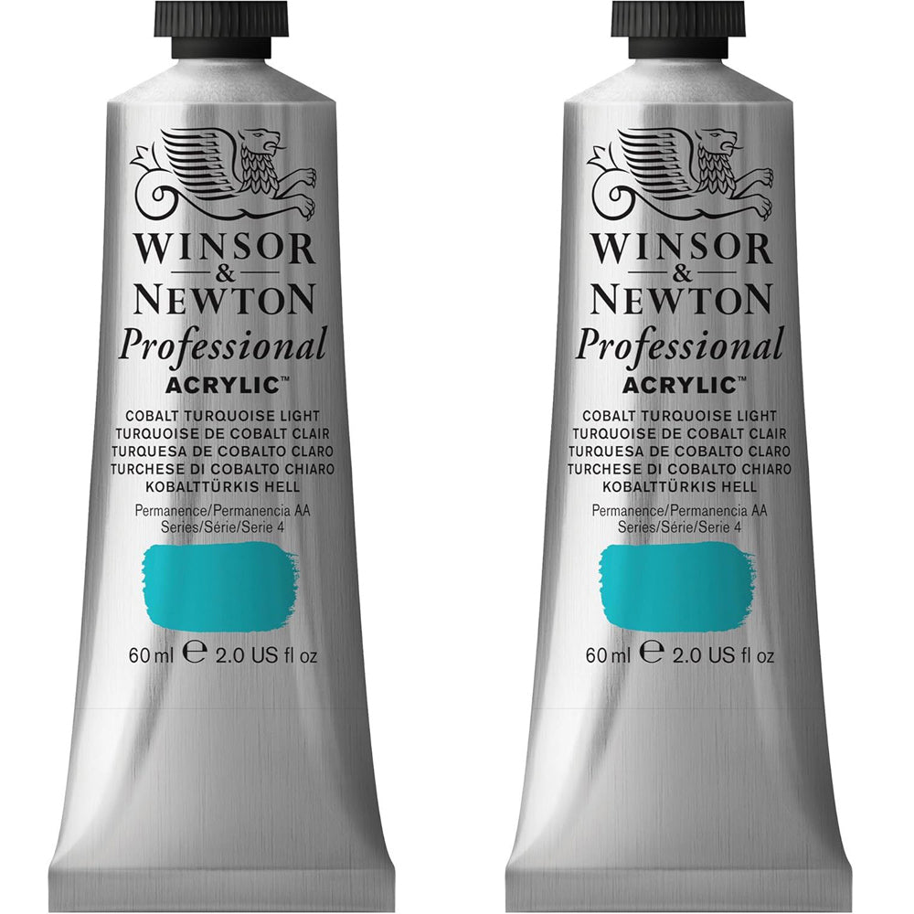 Winsor and Newton 60ml Professional Acrylic Colour Cobalt Turquoise Light S4 (2 Pack)