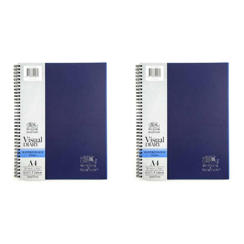 Winsor and Newton Double Wire Water Colour Visual Diary 20 Sheets A4 200gsm (2 Pack)