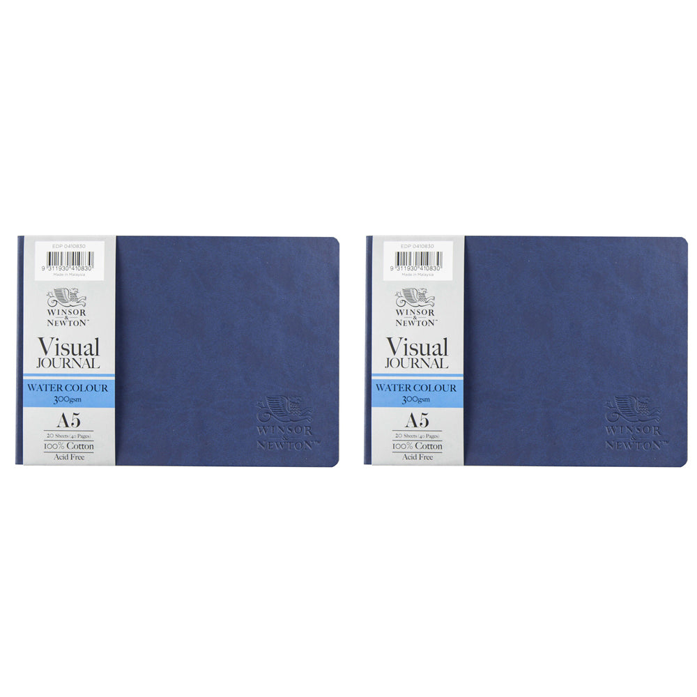 Winsor and Newton SoftCover Cotton Water Colour Visual Journal A5L 40-Pages (2 Pack)